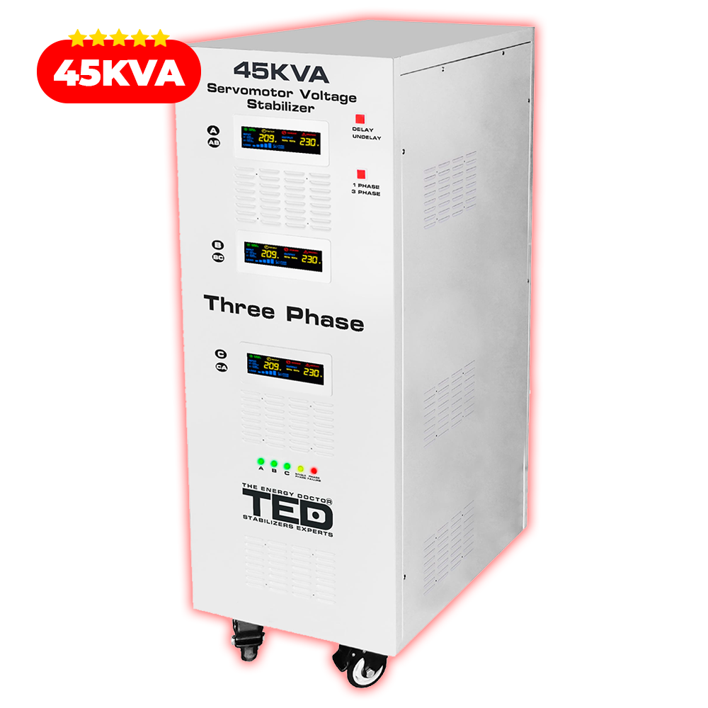 Regulator Stabilizator Tensiune Trifazat 45KVA 36kW Servomotor TED Electric AVR