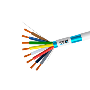 Cablu alarma 8 fire multifilare ecranate + fir masa CCA 8x0,22mm rola 100m TED Electric TED002327