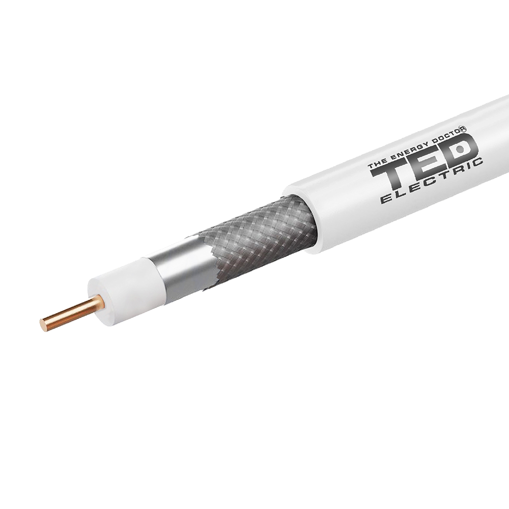 Cablu coaxial 75 ohm RG6 CCS + tresa CCA 100m TED Electric TED002341 Imagine principală a produsului