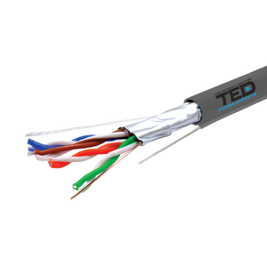 Cablu FTP Cat.5e cupru, 4x2x0.5mm 24 AWG, izolat, sufa, tambur 305m TED Electric TED00666