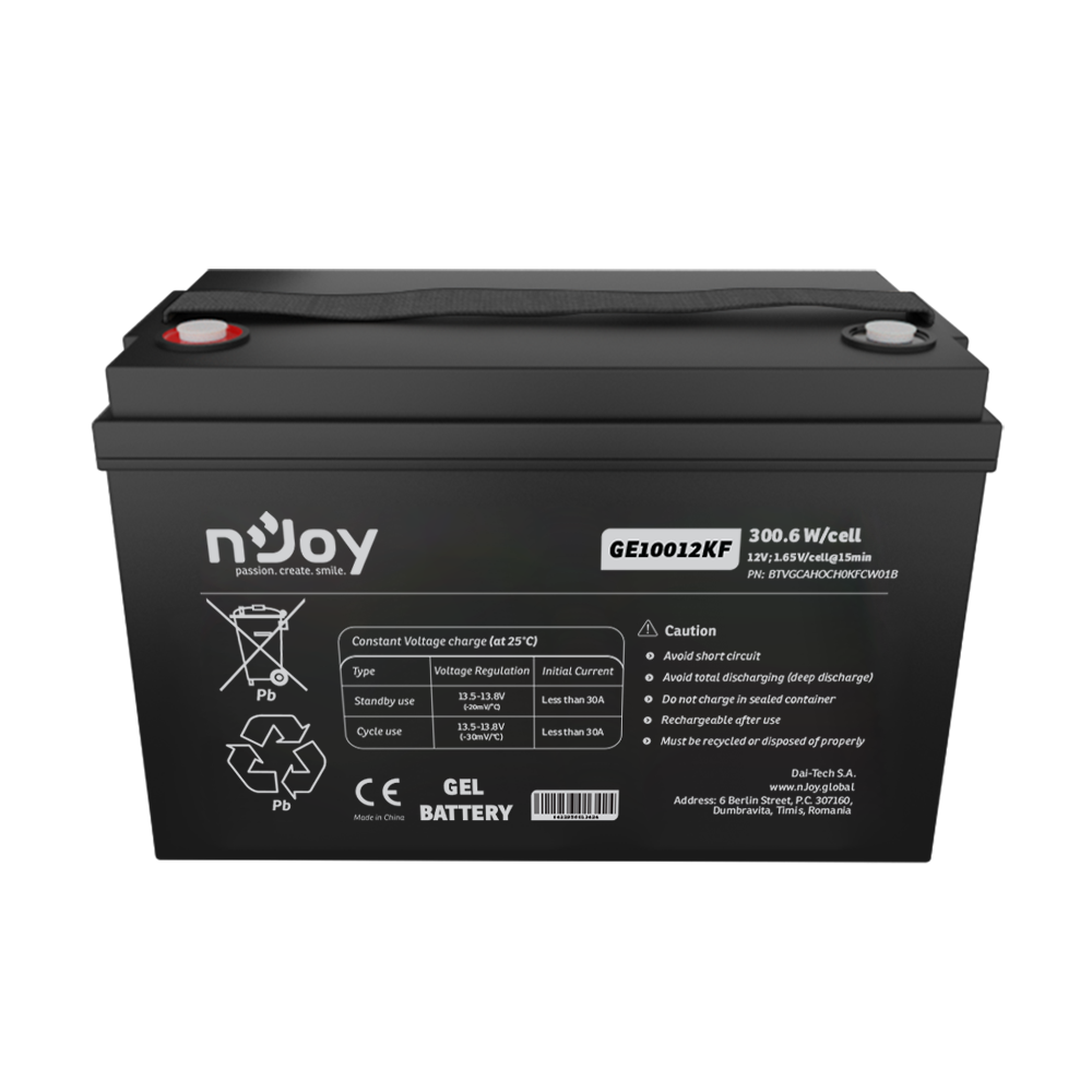 Acumulator 12V 100Ah VRLA, Baterie 12V 100Ah M8 nJoy GEL Deep Cycle Imagine secundară a produsului