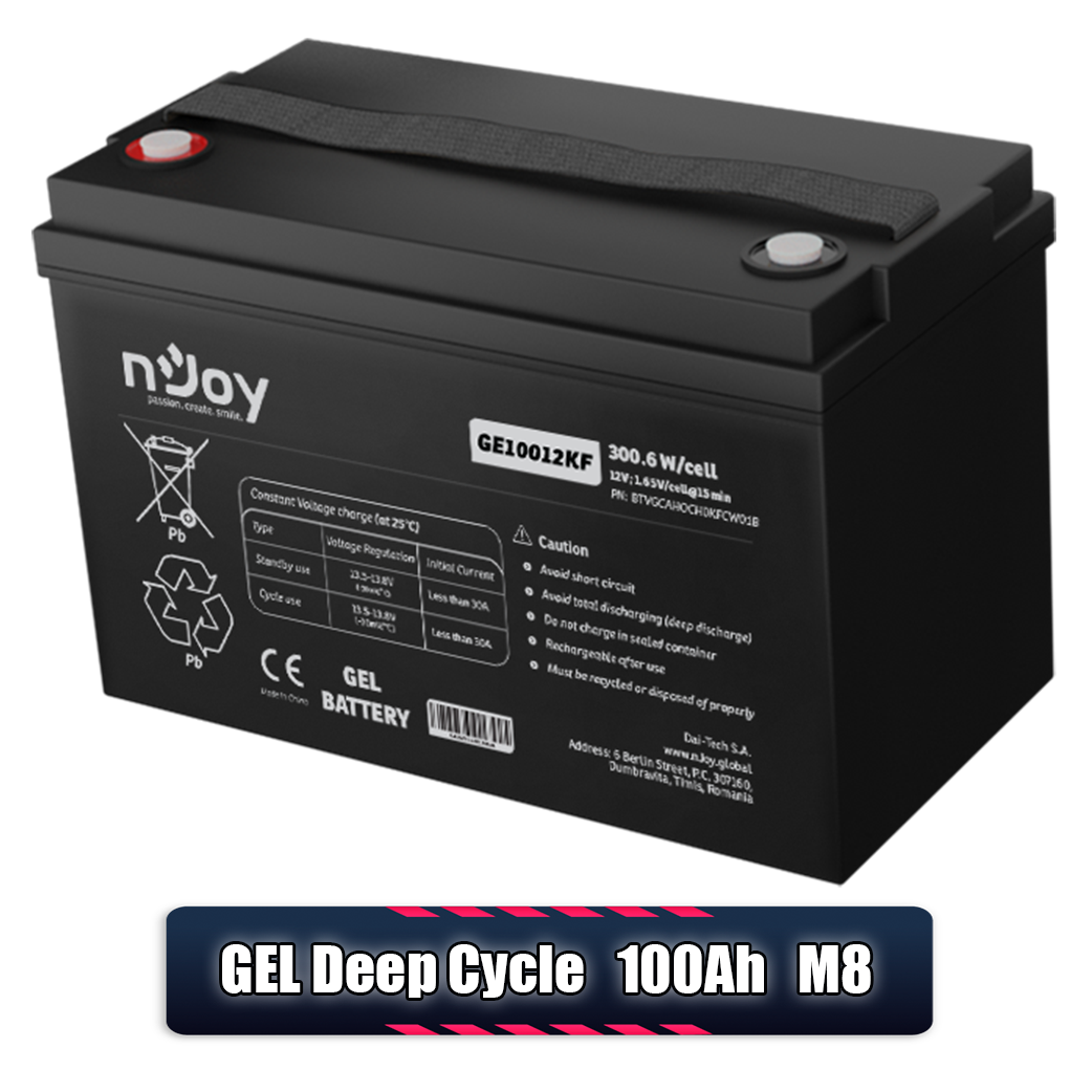 Acumulator 12V 100Ah VRLA, Baterie 12V 100Ah M8 nJoy GEL Deep Cycle Imagine secundară a produsului