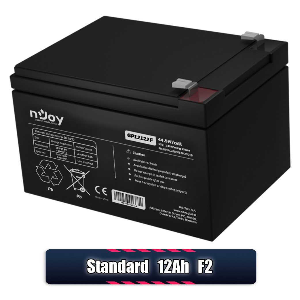 Acumulator 12V 12Ah VRLA, Baterie 12V 12Ah nJoy Standard Backup Series Imagine secundară a produsului