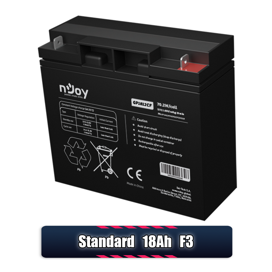 Acumulator 12V 18Ah VRLA, Baterie 12V 18Ah nJoy Standard Backup Series Imagine secundară a produsului