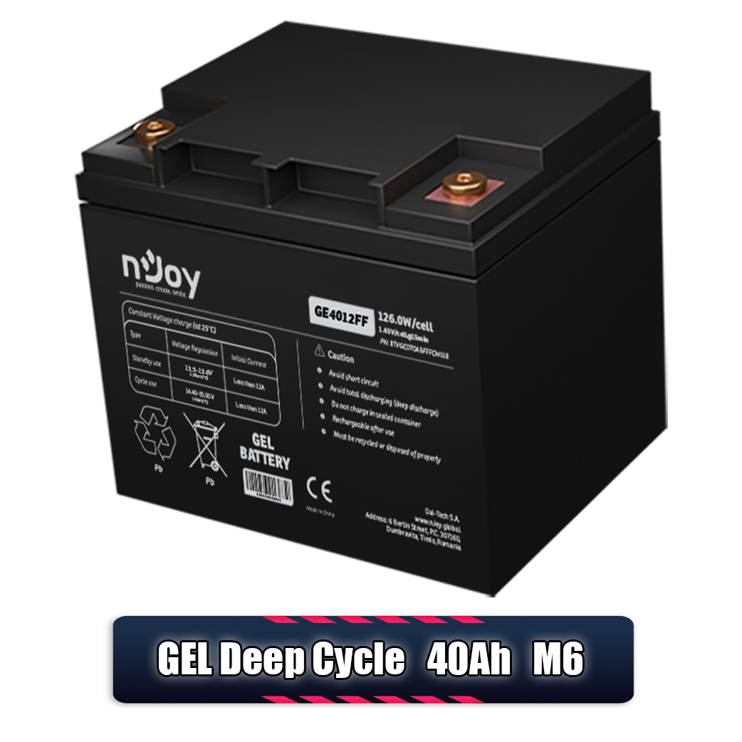 Acumulator 12V 40Ah VRLA, Baterie 12V 40Ah M6 nJoy GEL Deep Cycle Imagine secundară a produsului