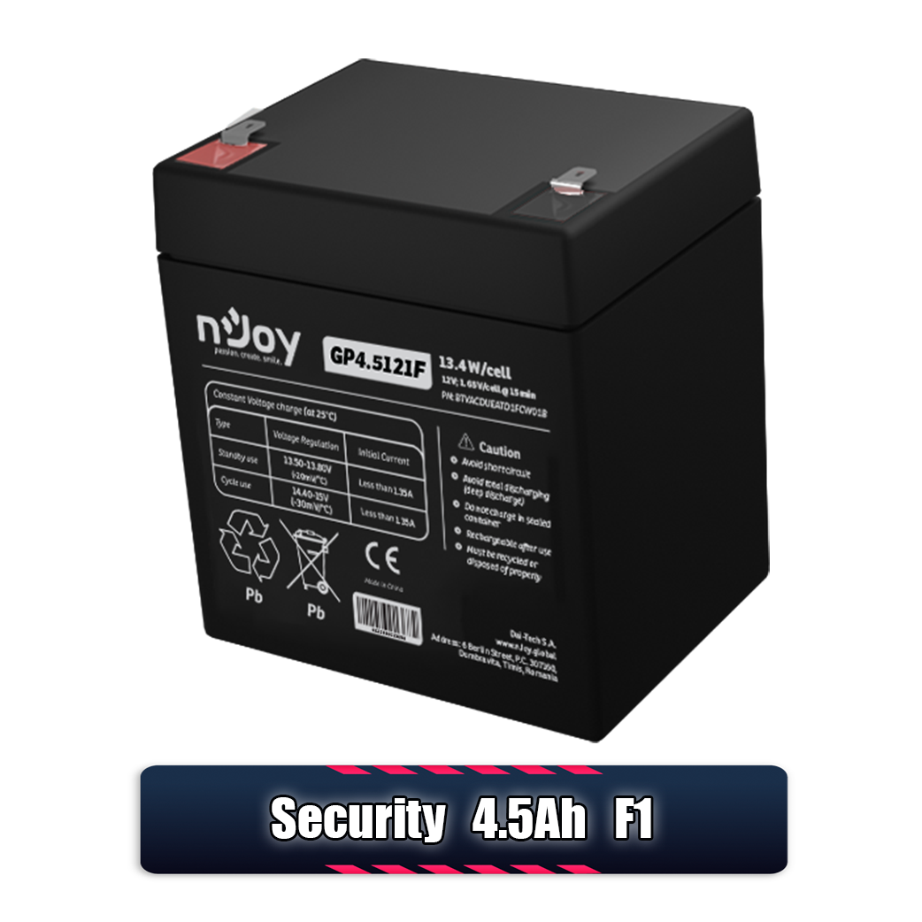 Acumulator 12V 5Ah /  Baterie Alarma Casa 12V 4.5Ah F1 (DSC, Paradox, Ajax) nJoy gama SECURITY Imagine secundară a produsului