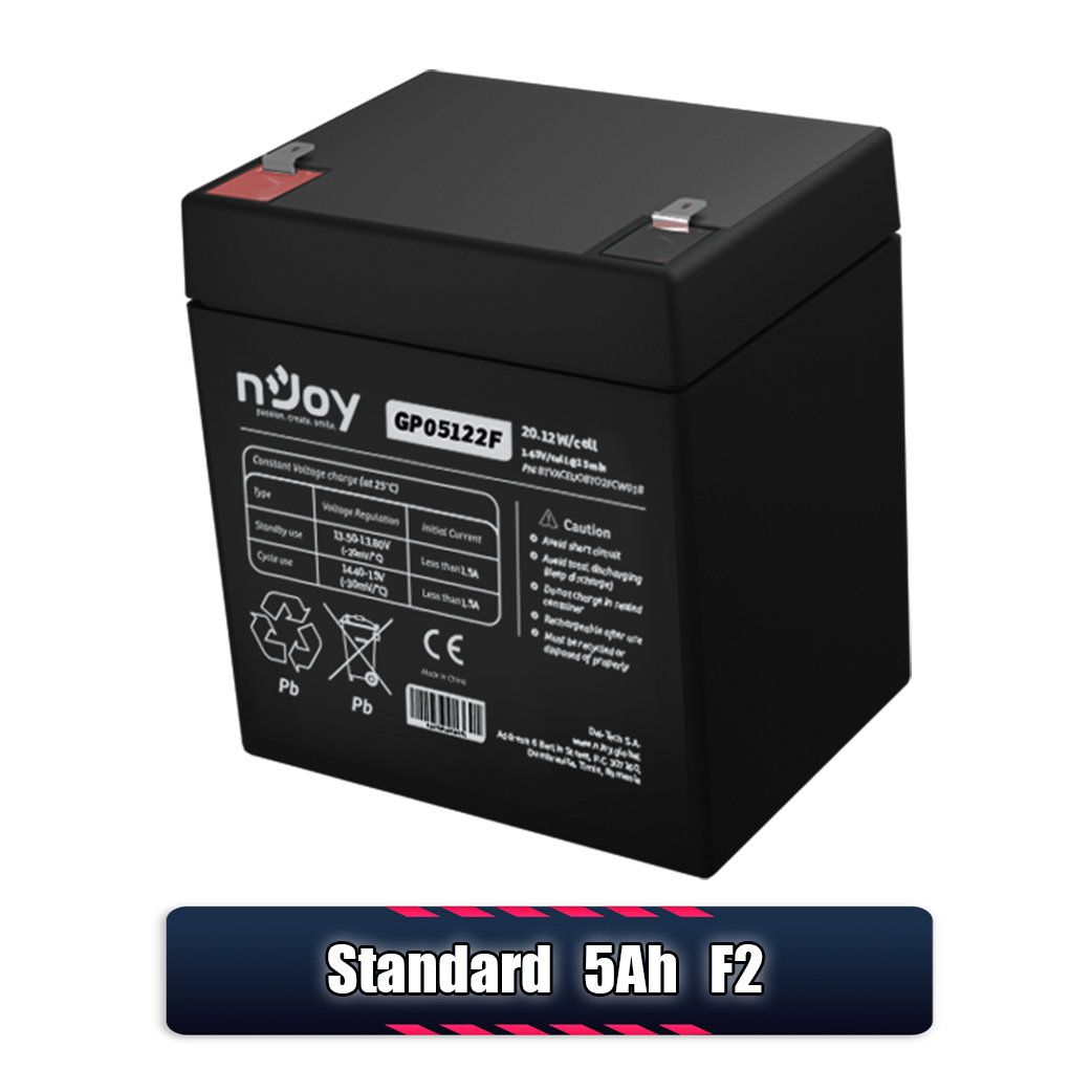 Acumulator 12V 5Ah nJoy - Baterie UPS, Telecom, Medical 12V 5Ah F2 Imagine secundară a produsului