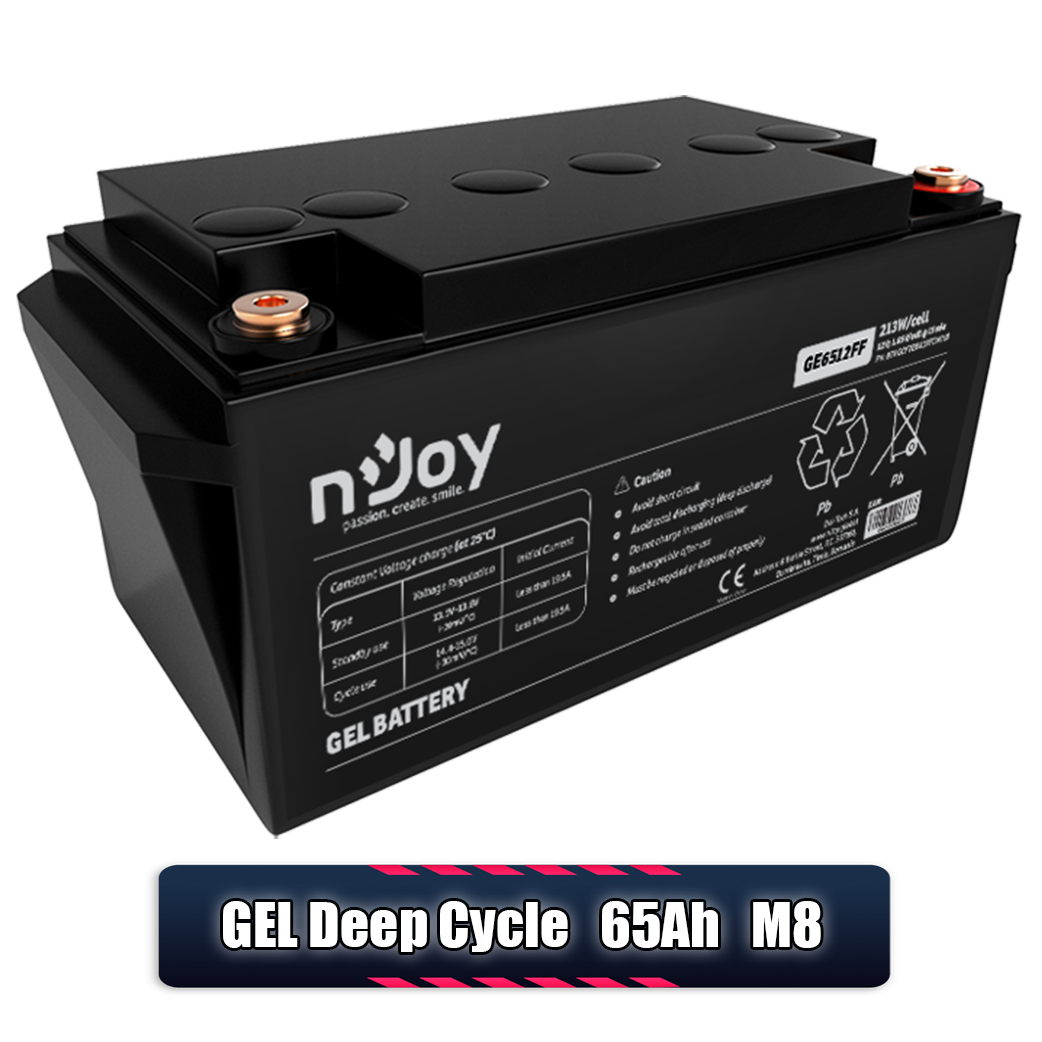 Acumulator 12V 65Ah VRLA, Baterie 12V 65Ah M8 nJoy GEL Deep Cycle Imagine secundară a produsului