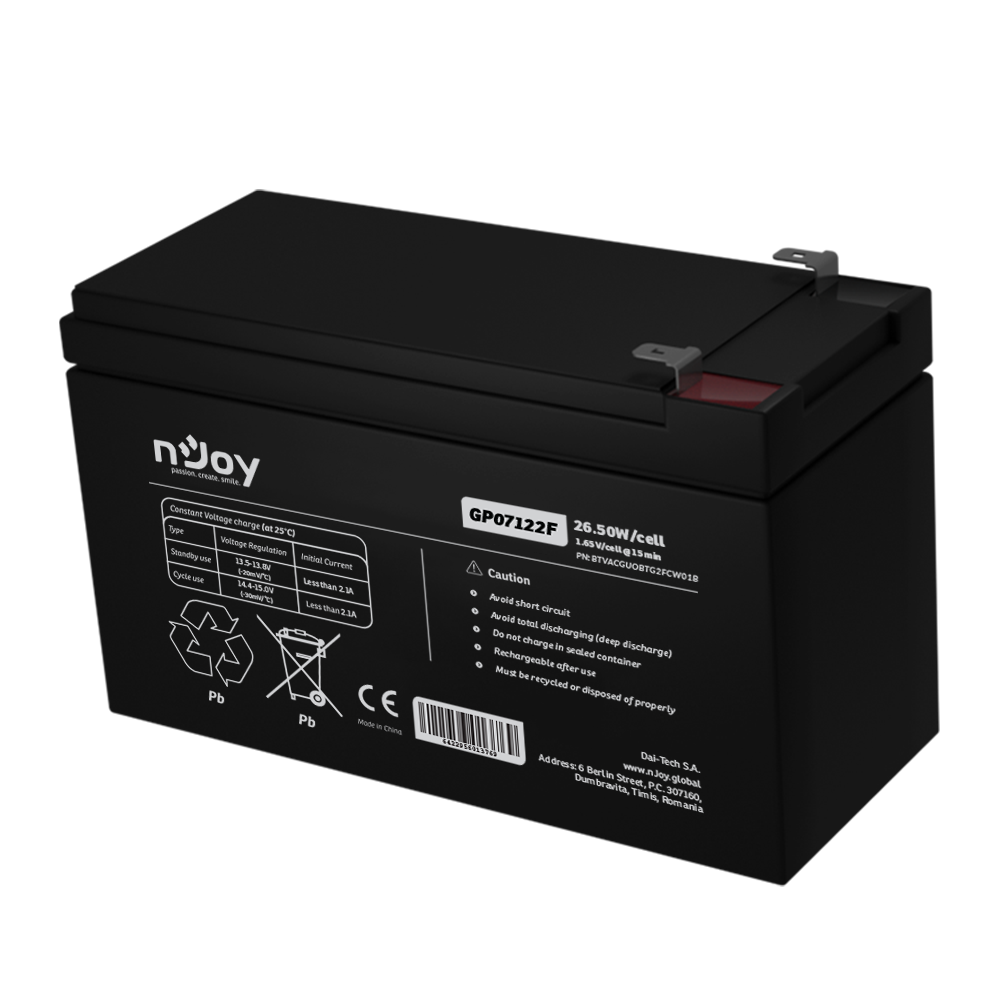 Acumulator 12V 7Ah nJoy GP07122F AGM VRLA Imagine principală a produsului