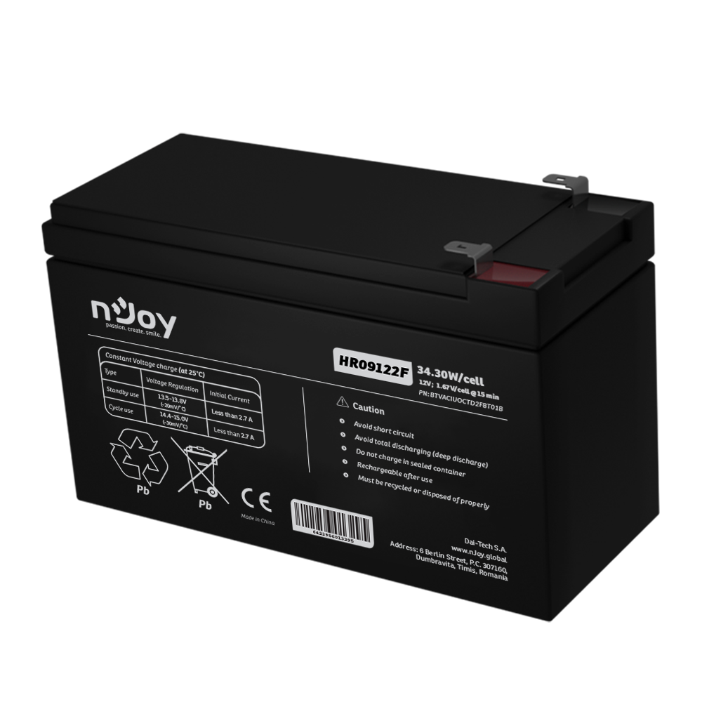 Acumulator 12V 9Ah High Rate nJoy Imagine principală a produsului