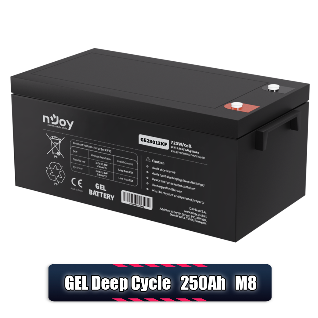 Acumulator 12V 250Ah VRLA, Baterie 12V 250Ah M8 nJoy GEL Deep Cycle Imagine secundară a produsului