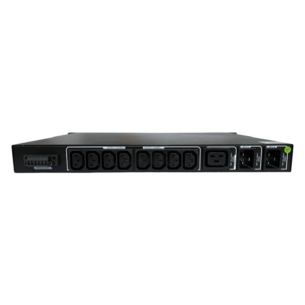 ATS Comutator Automat de Sursa Rack 1U 16A 3.6kVA cu 9 Prize IEC si SNMP Optional COVER ATS-16A Imagine secundară a produsului
