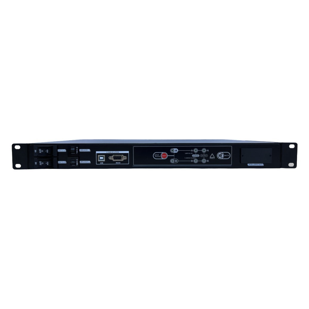 ATS Comutator Automat de Sursa Rack 1U 30A 6.9kVA cu Iesire pe Borne si 5 Prize IEC COVER ATS-30A
