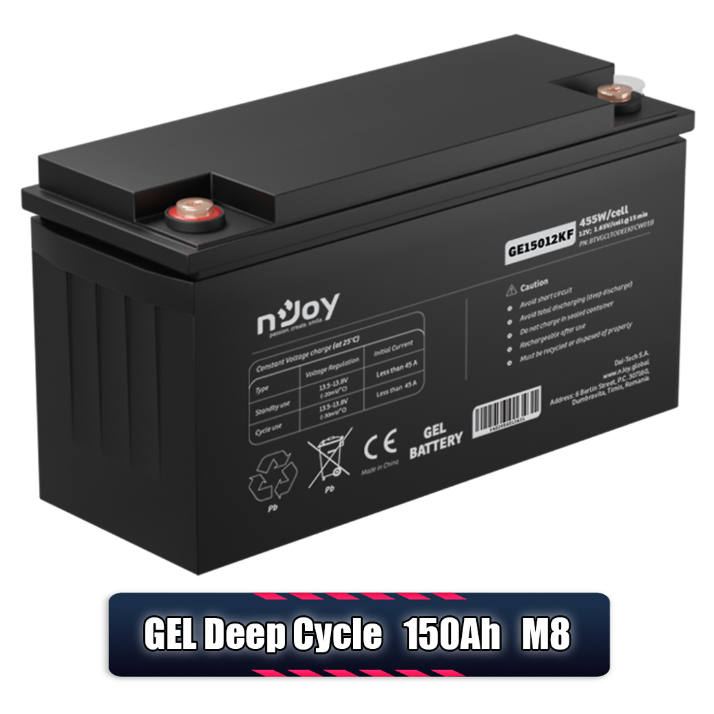 Acumulator 12V 150Ah VRLA, Baterie 12V 150Ah M8 nJoy GEL Deep Cycle Imagine secundară a produsului