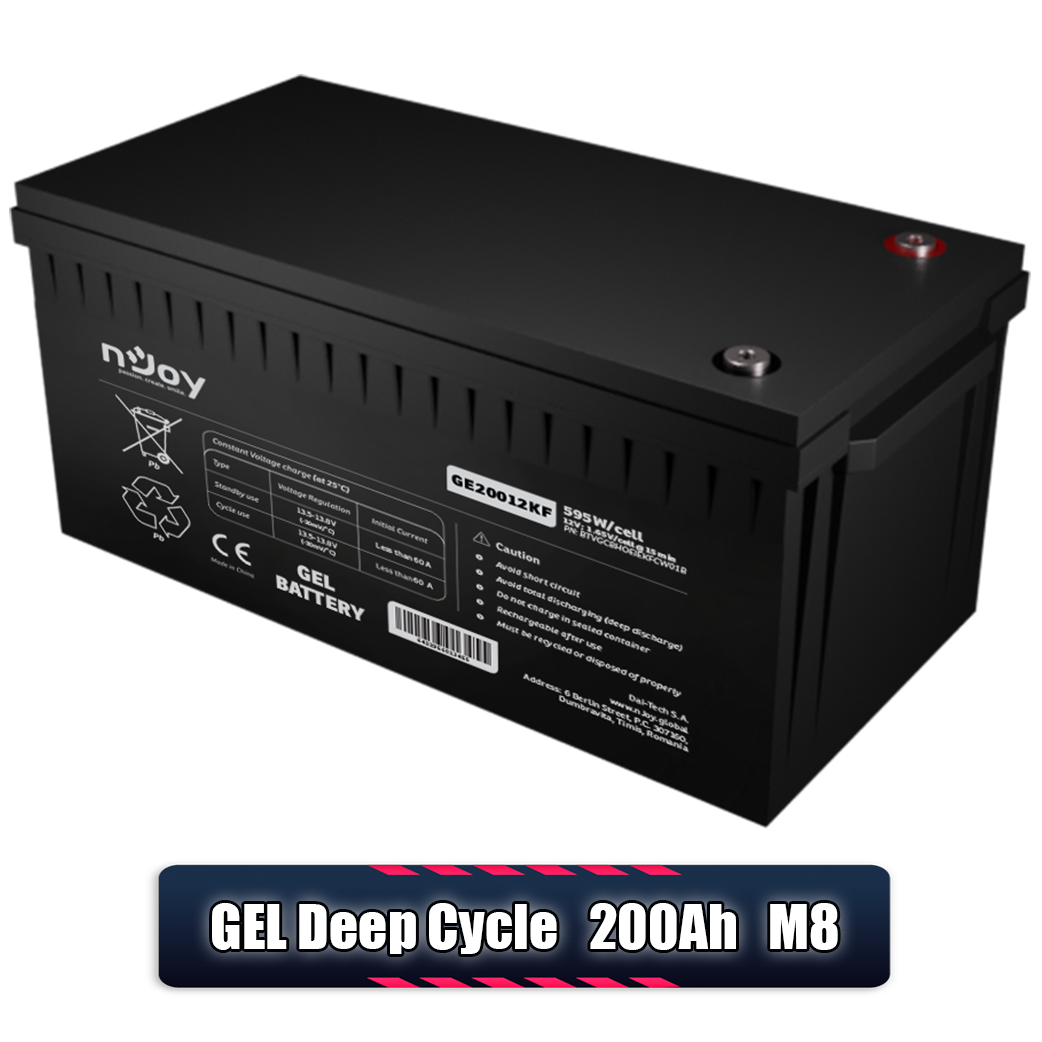 Acumulator 12V 200Ah VRLA, Baterie 12V 200Ah M8 nJoy GEL Deep Cycle Imagine secundară a produsului