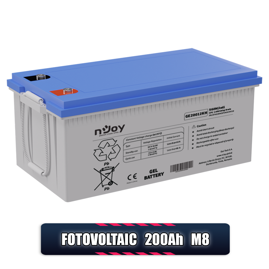 Acumulator 12V 200Ah VRLA, Baterie 12V 200Ah M8 nJoy raZe FOTOVOLTAIC, Eolian Imagine secundară a produsului
