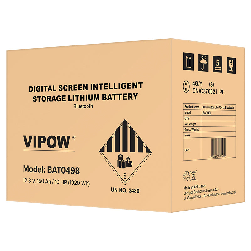 Baterie LiFePO4 12V 150Ah - Acumulator BMS, Bluetooth, Display Vipow BAT0498
