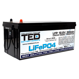 Baterie LiFePO4 12V 300Ah - Acumulator UPS Centrala Termica / Fotovoltaic cu BMS, Bluetooth TED Electric TED007438