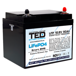 Baterie LiFePO4 12V 50Ah - Acumulator UPS Centrala Termica / Fotovoltaic cu BMS, Bluetooth TED Electric TED007391