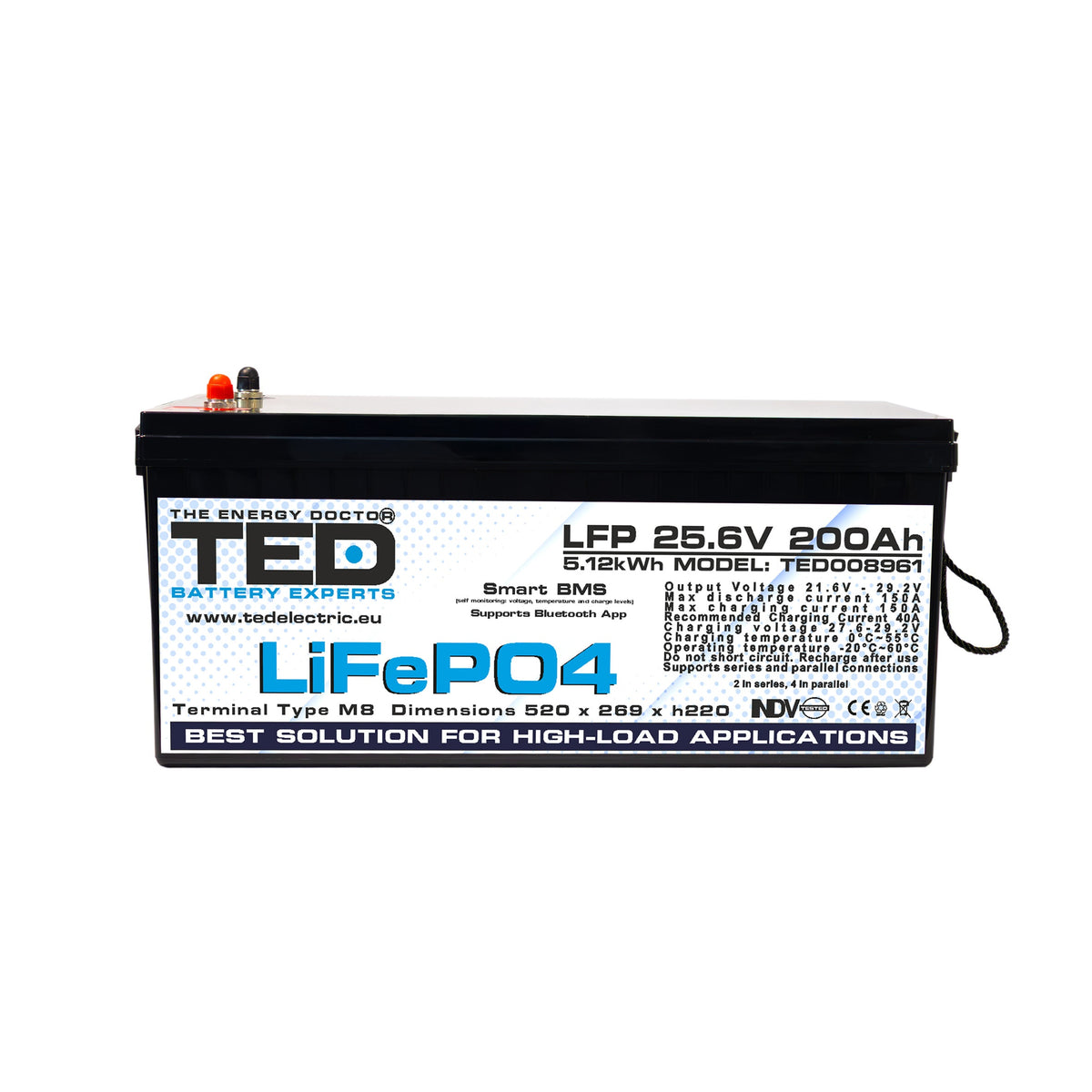Baterie LiFePO4 24V 200Ah - Acumulator UPS Centrala Termica / Fotovoltaic cu BMS, Bluetooth TED Electric TED008961