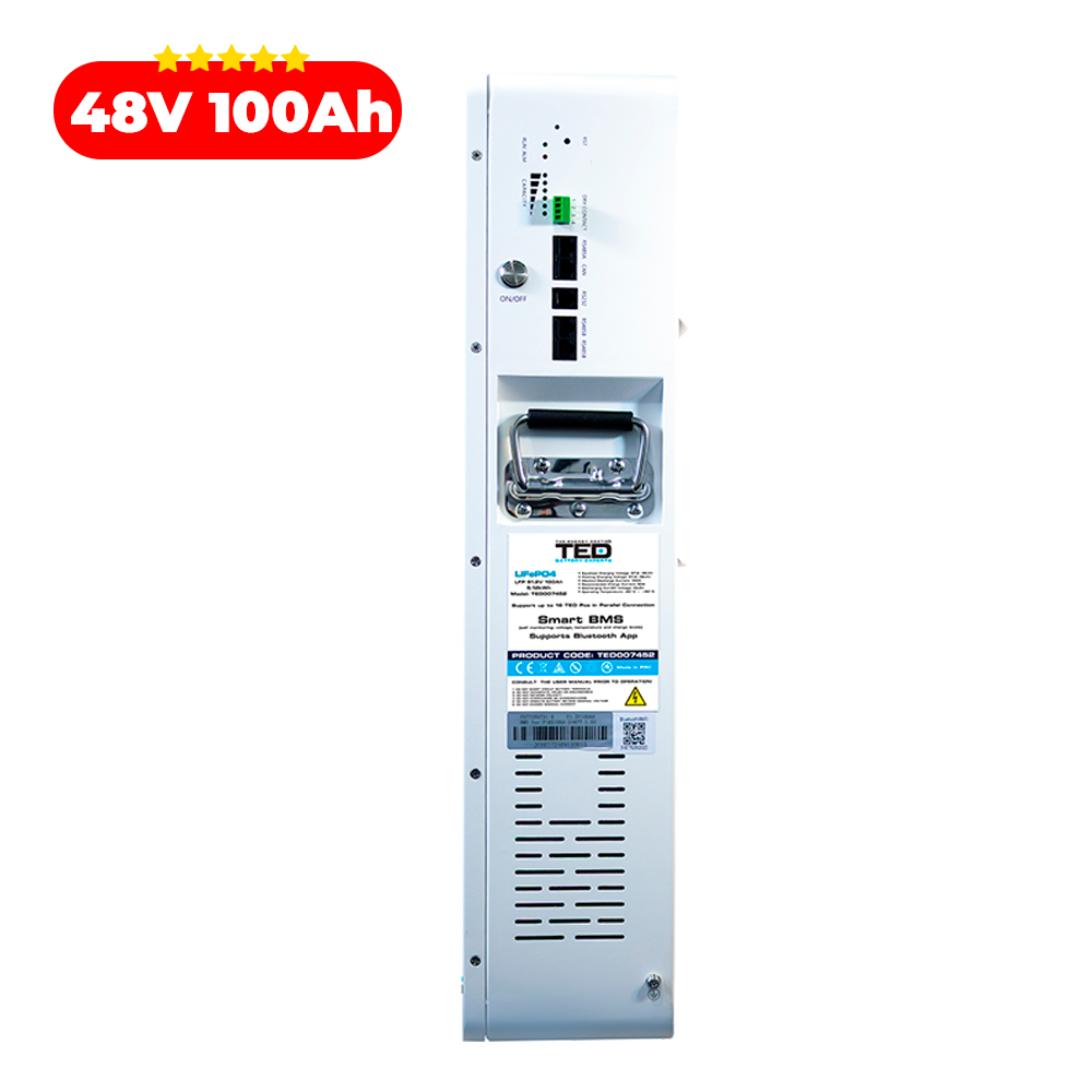 Baterie LiFePO4 48V 100Ah 5.12kW - Acumulator BMS, Bluetooth TED Electric TED007452 Imagine secundară a produsului