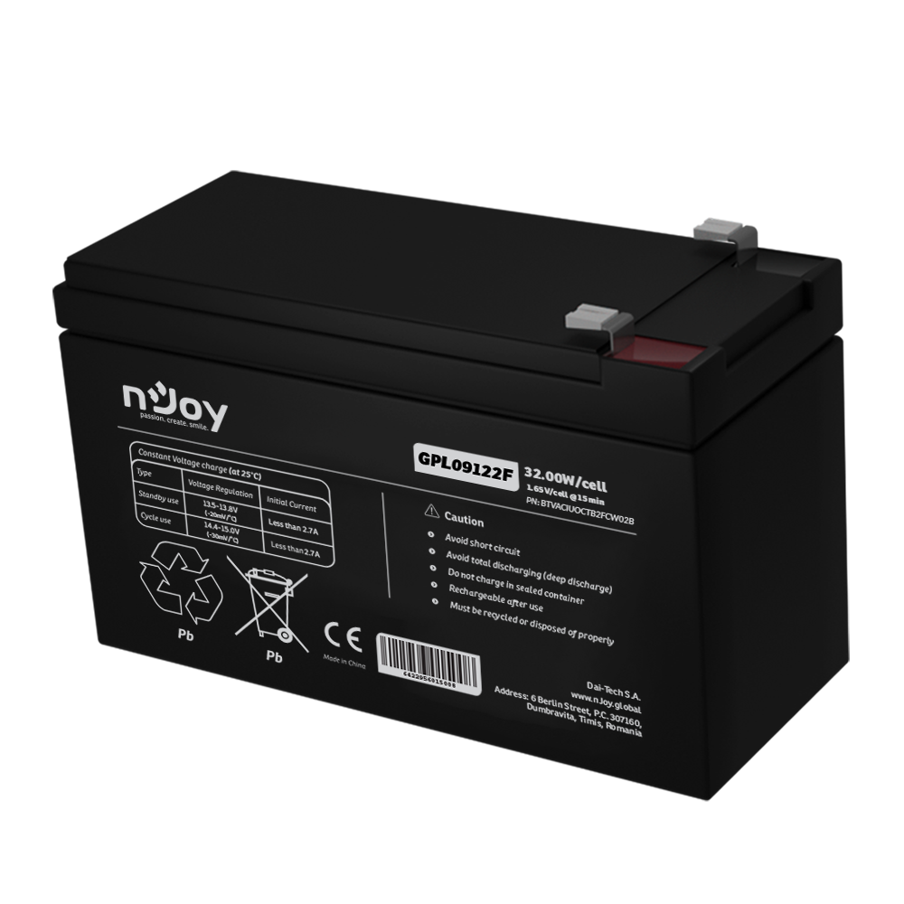 Baterie 12V 9Ah Long Life nJoy GPL09122F Imagine principală a produsului