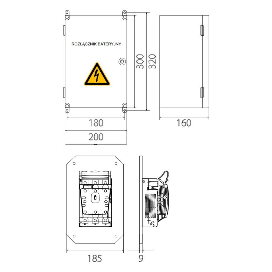 Intrerupator Baterii UPS in Cutie de Perete 160 - 1600A pentru Cabinete C10 / C20 / C40 COVER BRA