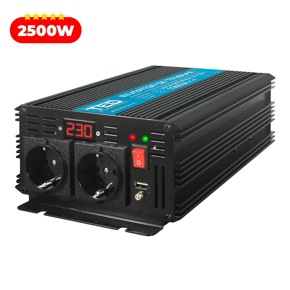 Invertor auto 12V 220V 2500W 5000W camion TED Electric cu sinusoida pura Imagine principală a produsului