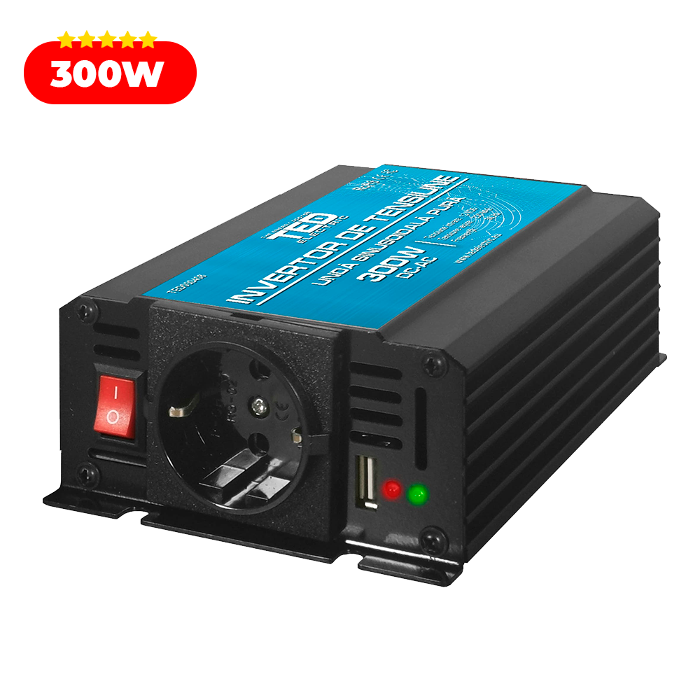 Invertor Auto 12V la 220V - Convertor Adaptor Camion, Rulota, Camping 300W TED Electric Imagine secundară a produsului