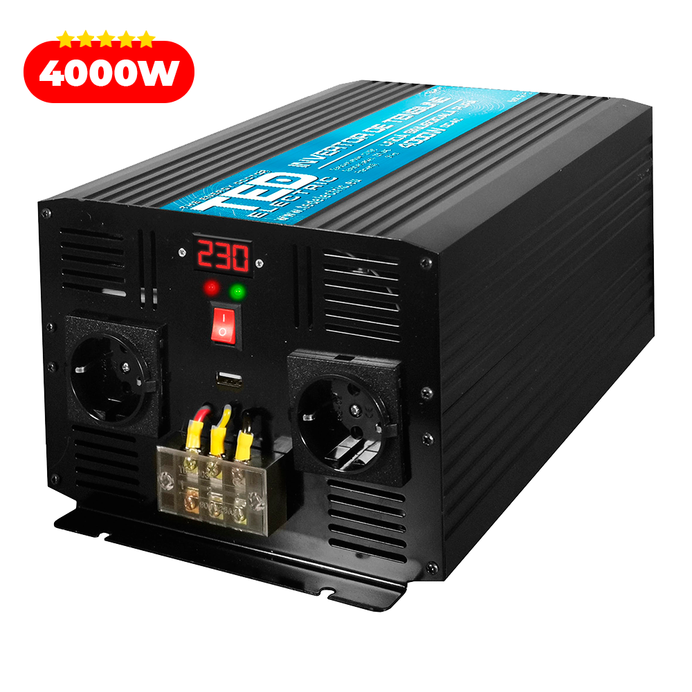 Invertor auto de la 12V la 220V 4000W cu varf la 8000W pentru camion TED Electric cu sinusoida pura