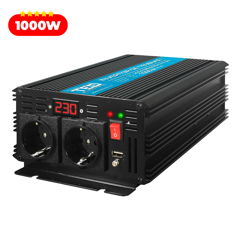 Invertor auto 24V 220V 1000W varf 2000W camion TED Electric cu sinusoida pura