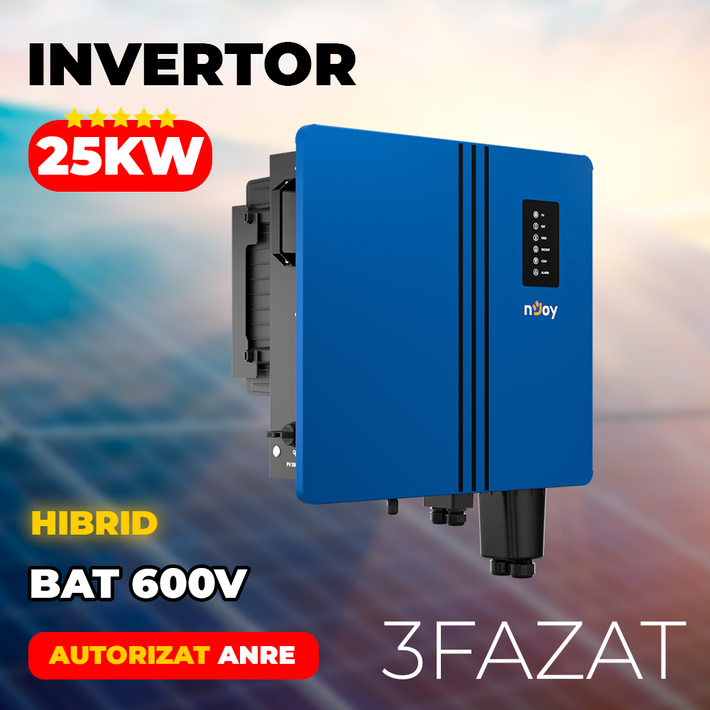 Invertor Solar 25kW Hibrid Trifazat nJoy Ascet | 3 x MPPT Imagine secundară a produsului