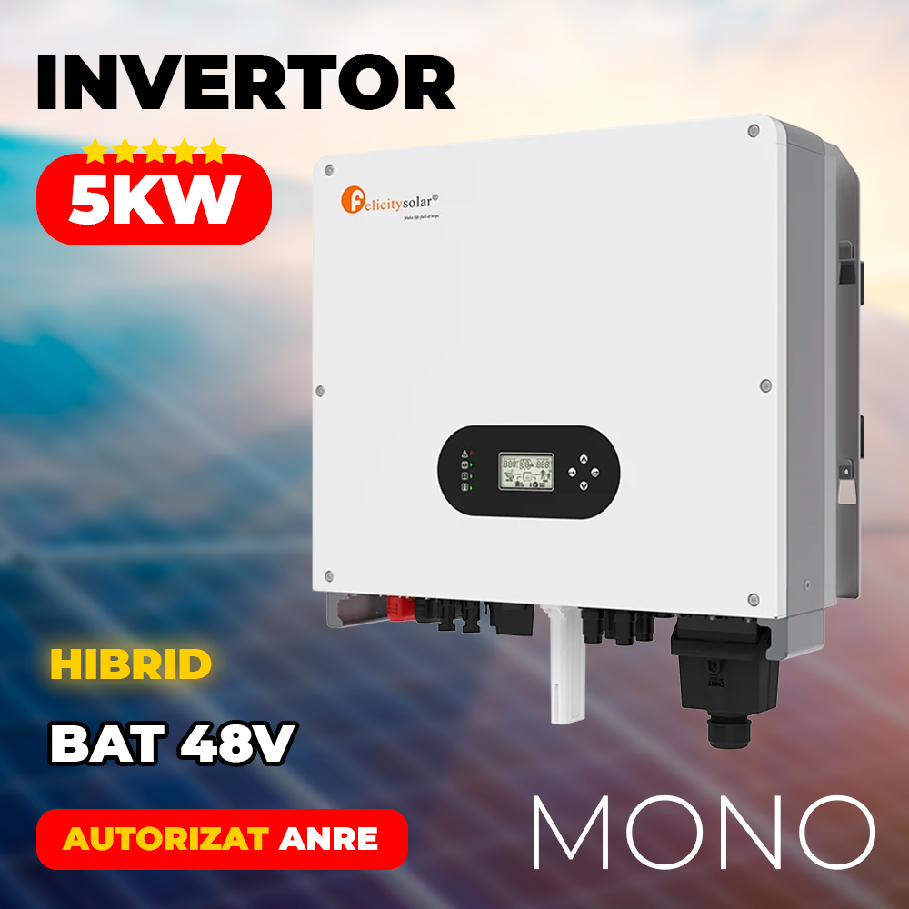 Invertor Solar Fotovoltaic Hibrid Felicity Solar 5kW T-REX-5KLP1G01 Autorizat ANRE