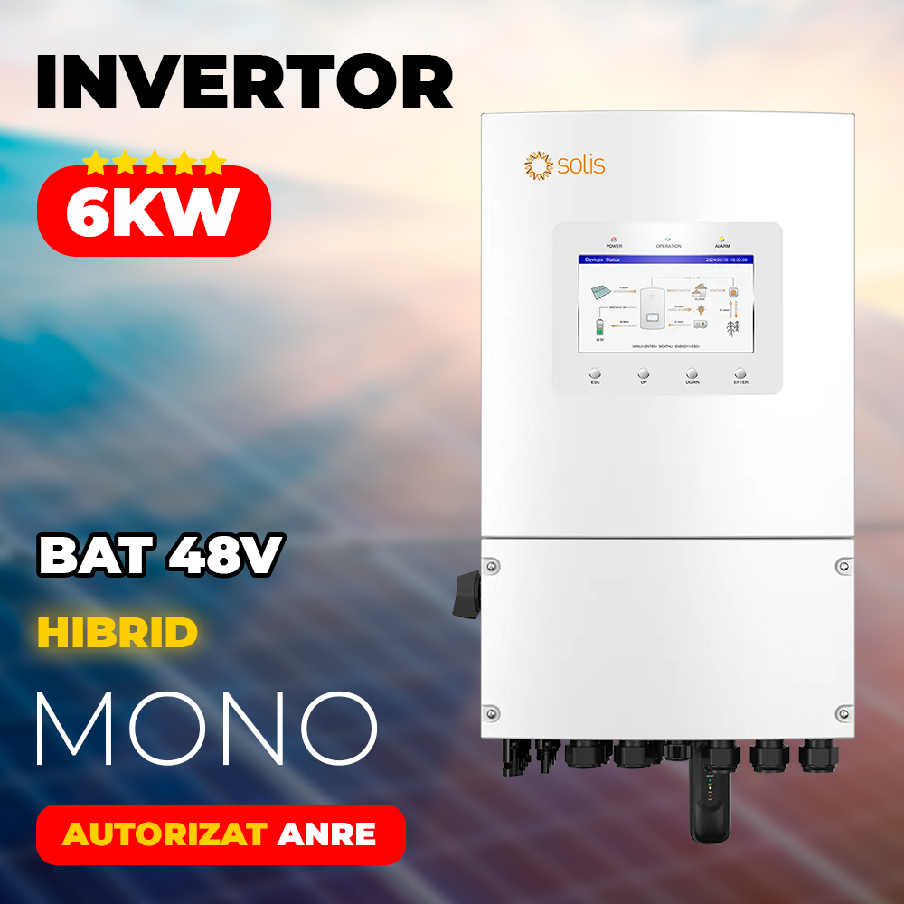 Invertor Solar Solis Hibrid 6kW S6-EH1P6K-L-PLUS-6kW Monofazat Imagine principală a produsului