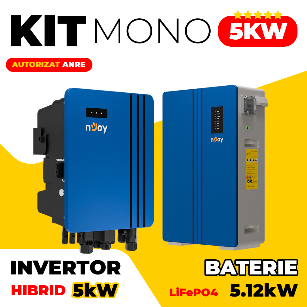 Kit Invertor Hibrid 5kW + Baterie LiFePO4 5kW nJoy Imagine secundară a produsului