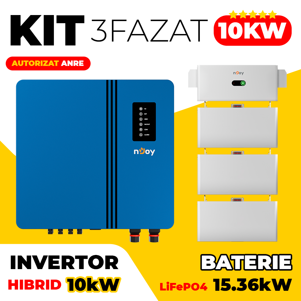 Kit Invertor Hibrid Trifazat 10kW + Baterie LiFePO4 15kW nJoy Imagine secundară a produsului
