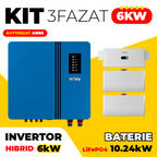 Kit Invertor Hibrid Trifazat 6kW Baterie LiFePO4 10kW nJoy