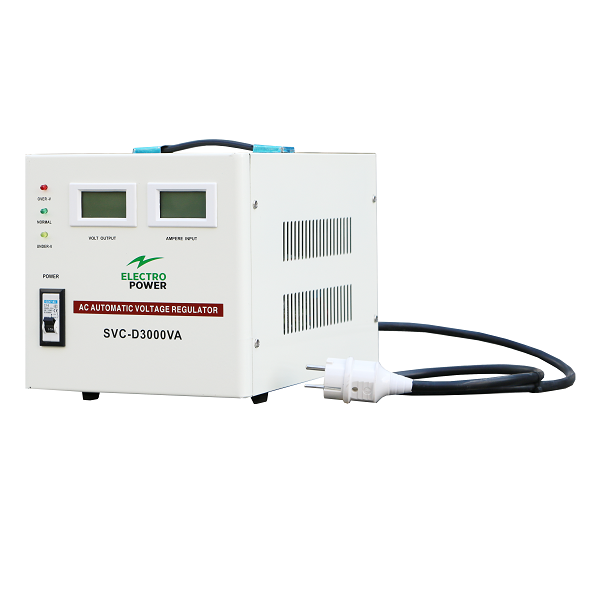 Stabilizator Tensiune 2400W 3000VA Monofazat Servomotor 140-260V Electropower EP-SVC-3000VA LCD Imagine principală a produsului