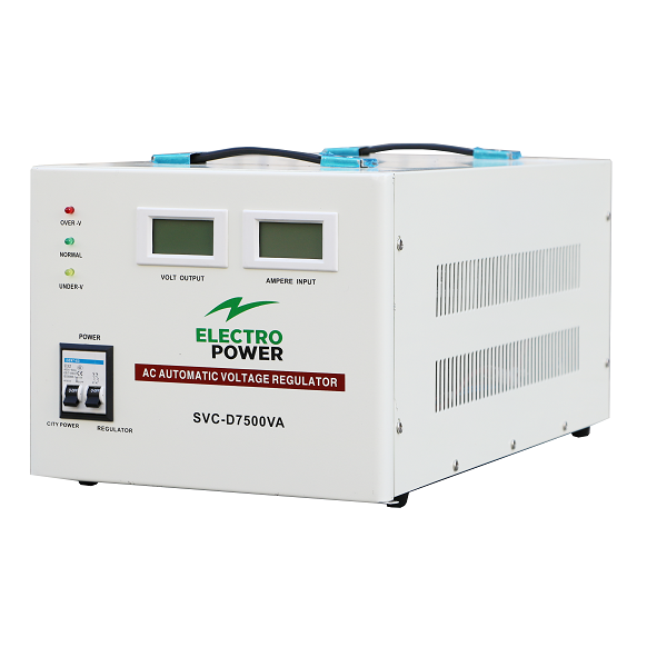 Stabilizator Tensiune 6kW 7.5KVA Monofazat Servomotor 140-260V Electropower EP-SVC-7500VA LCD