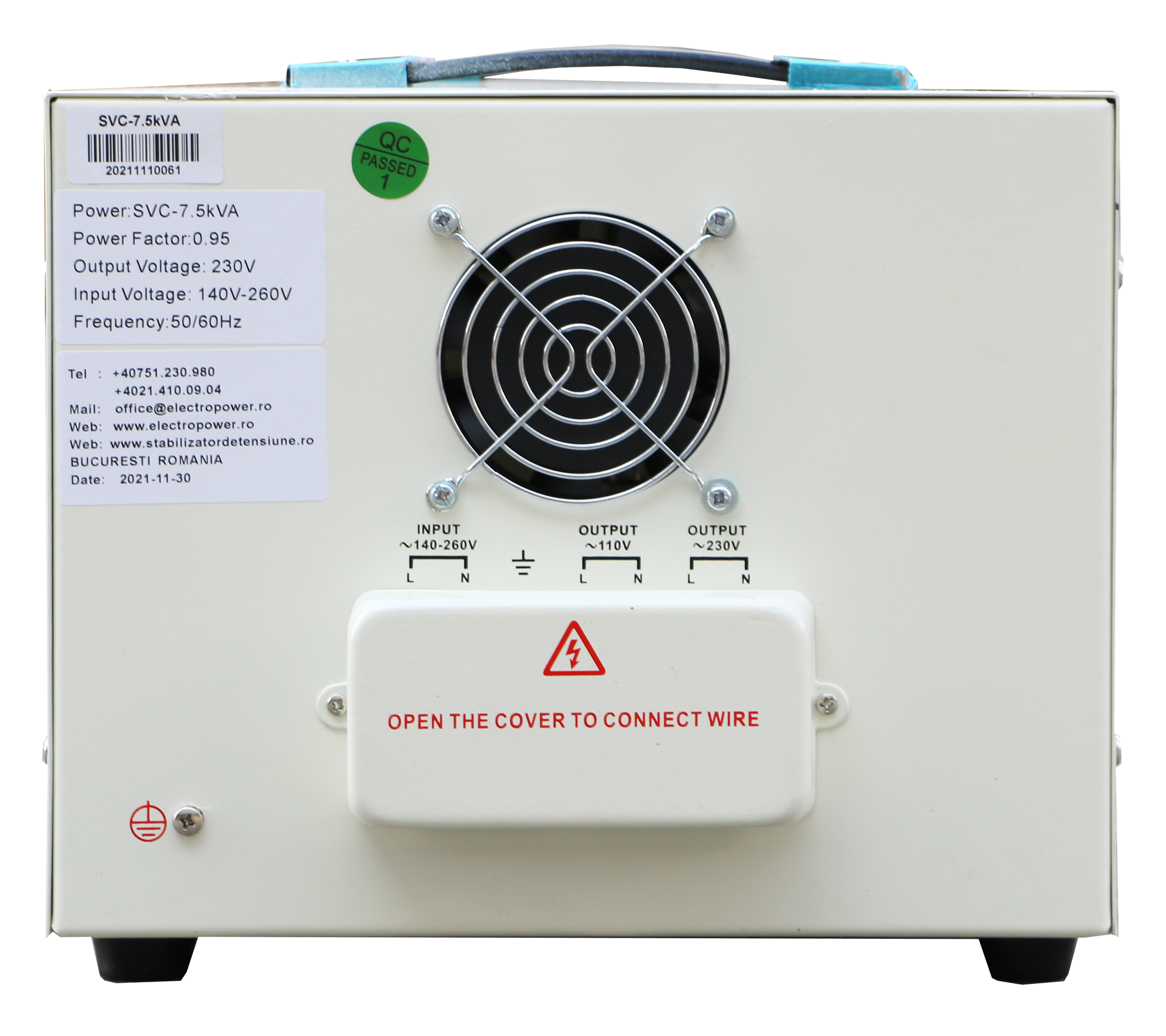 Stabilizator Tensiune 6kW 7.5KVA Monofazat Servomotor 140-260V Electropower EP-SVC-7500VA LCD Imagine secundară a produsului