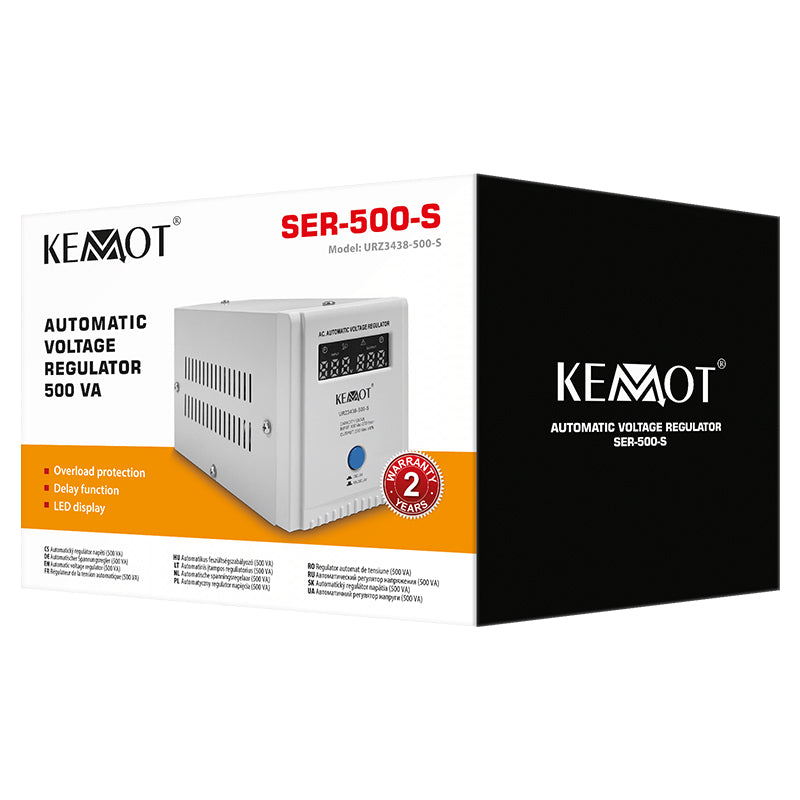 Stabilizator Tensiune Centrala Termica 500VA 350W Electronic Precizie 8% Kemot URZ3438-500-S
