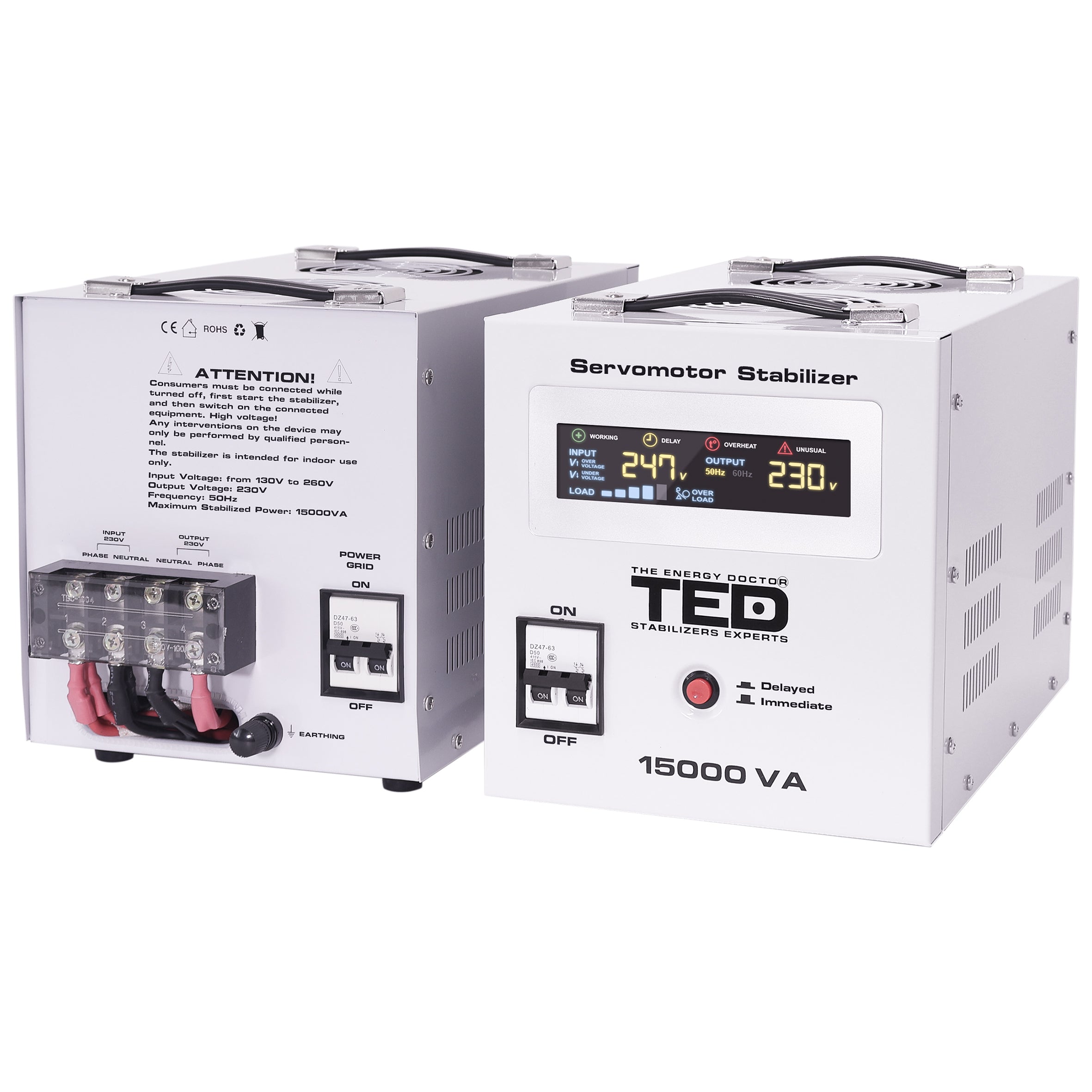 Stabilizator tensiune servomotor monofazic 15KVA 12kW TED 005045 Imagine principală a produsului