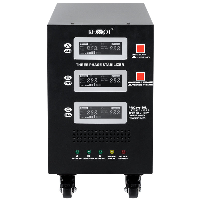 Stabilizator Tensiune Panouri Fotovoltaice Trifazat 10KVA 7kW Servomotor Kemot URZ3437-10K