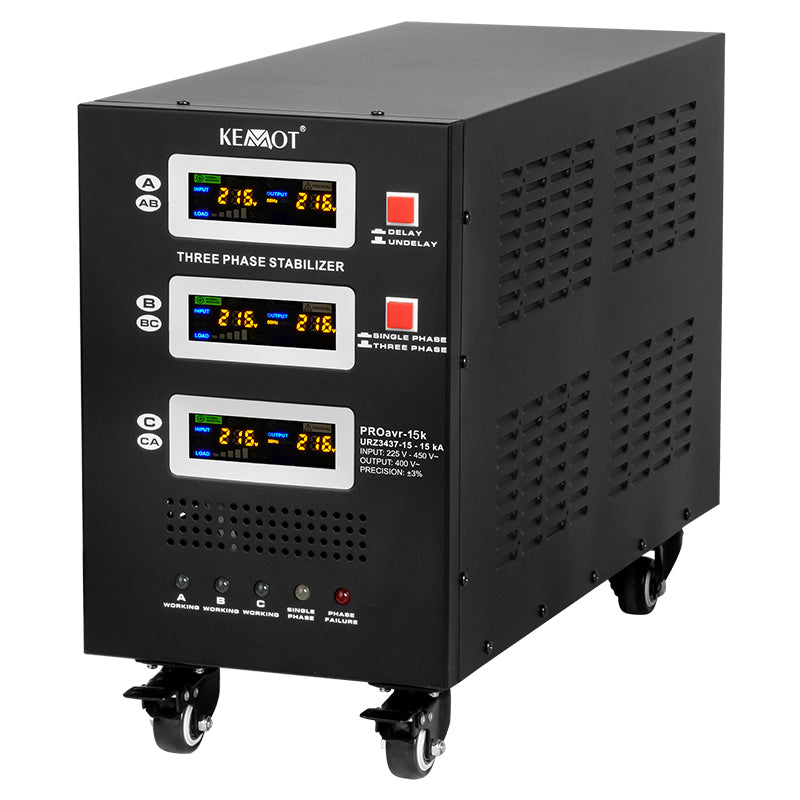 Stabilizator Tensiune Panouri Fotovoltaice Trifazat 15KVA 10.5kW Servomotor Kemot URZ3437-15 Imagine principală a produsului