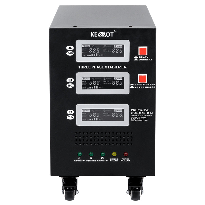 Stabilizator Tensiune Panouri Fotovoltaice Trifazat 15KVA 10.5kW Servomotor Kemot URZ3437-15