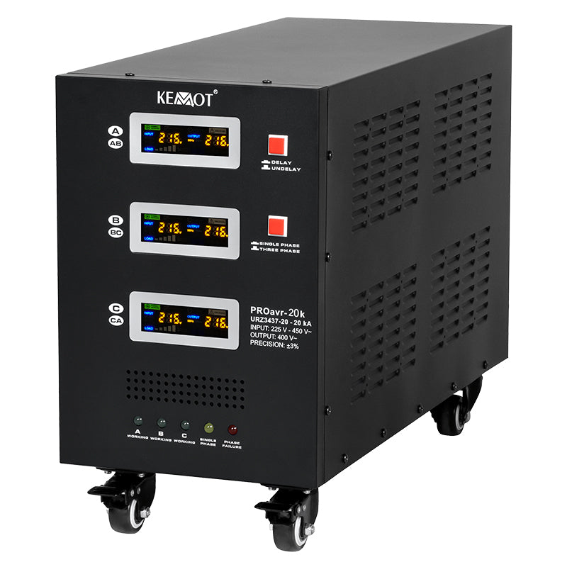 Stabilizator Tensiune Panouri Fotovoltaice Trifazat 20KVA 14kW Servomotor Kemot URZ3437-20