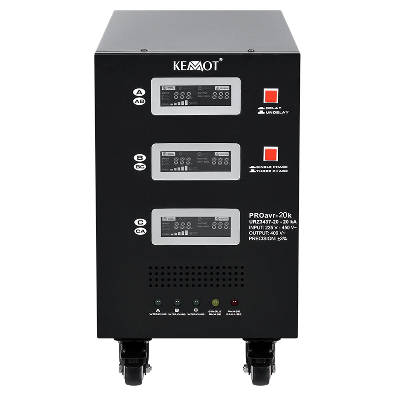 Stabilizator Tensiune Panouri Fotovoltaice Trifazat 20KVA 14kW Servomotor Kemot URZ3437-20