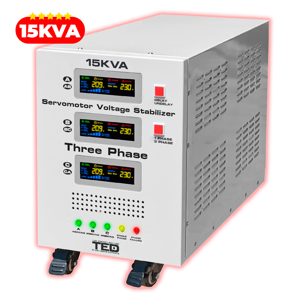 Stabilizator tensiune trifazic 15KVA 12kW TED Electric Imagine principală a produsului