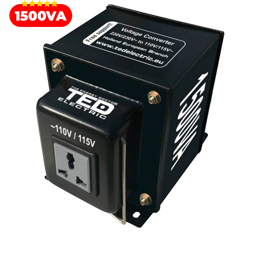 Transformator Curent 220V la 110V - 1500W Convertor Tensiune Nereversibil 1500VA TED Electric Imagine secundară a produsului