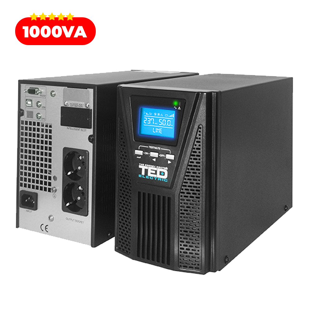 UPS 1000VA 900W Online Dubla Conversie Sinusoida Pura TED Electric TED003973 Imagine secundară a produsului